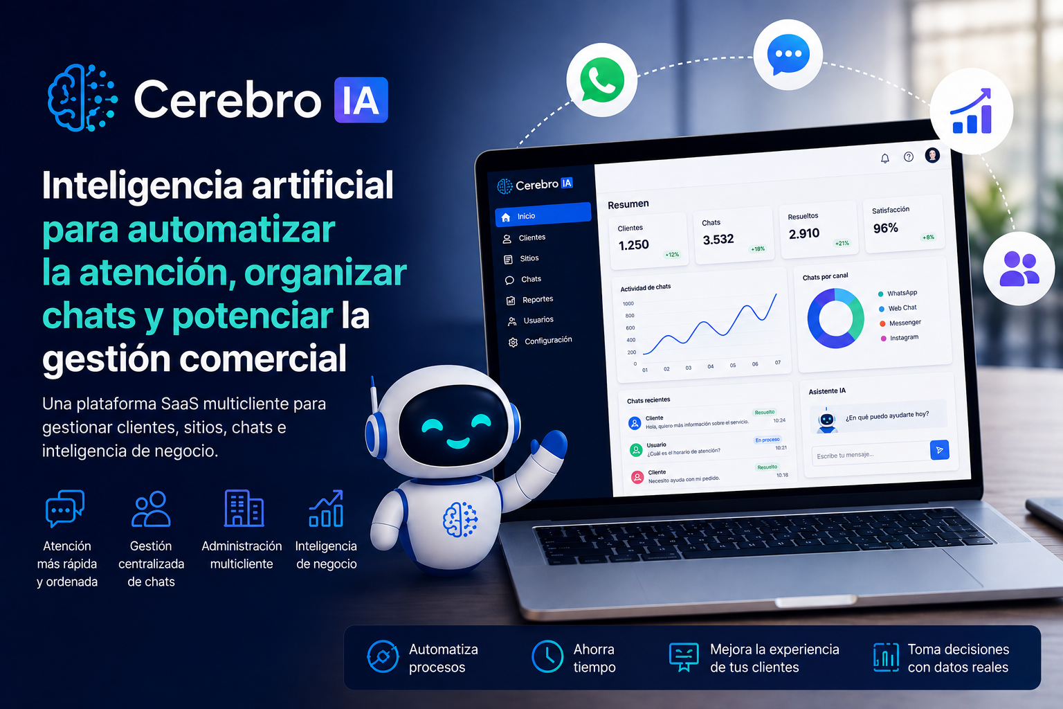 Lee más sobre el artículo Cerebro IA: inteligencia artificial para automatizar la atención, organizar chats y potenciar la gestión comercial